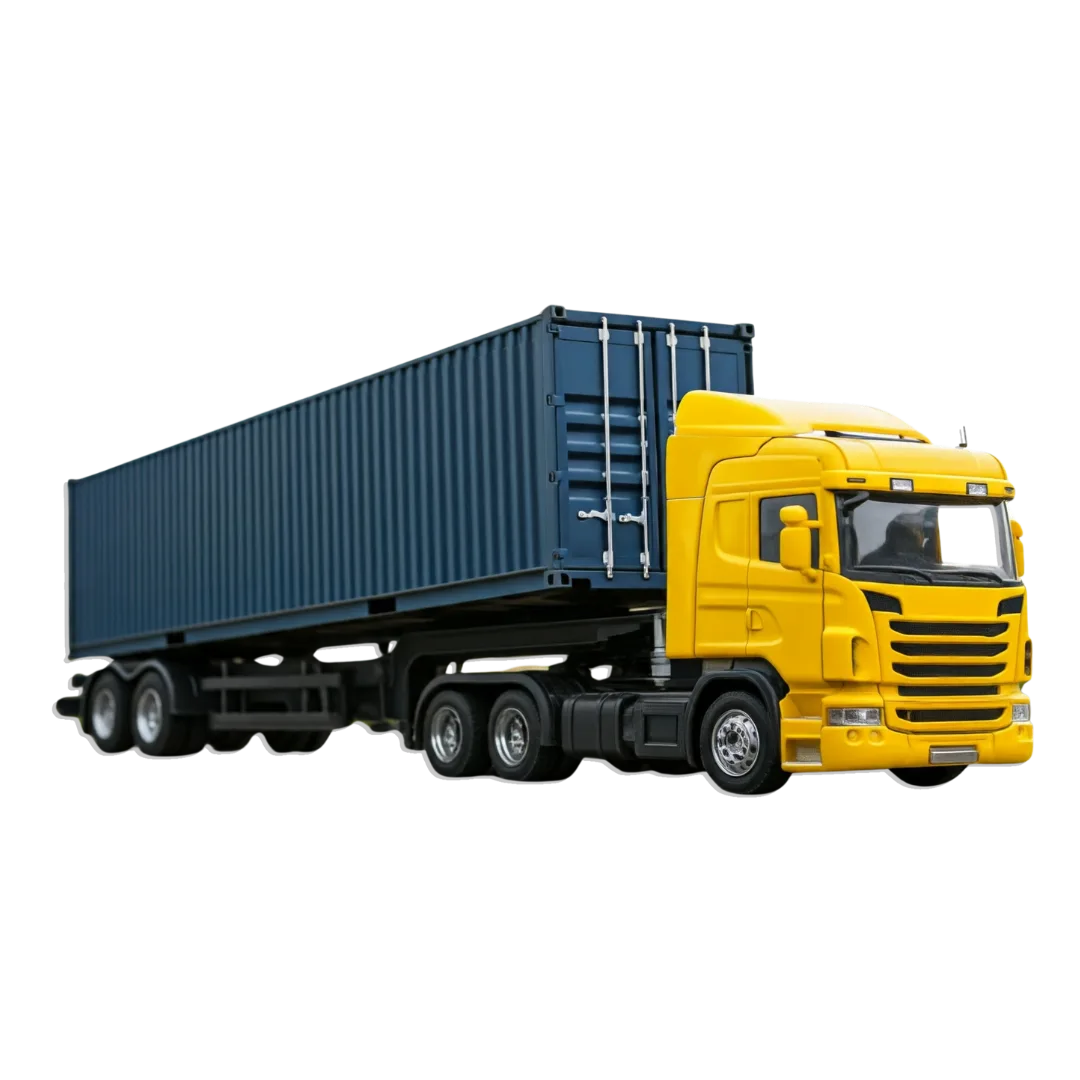 Shipping container being delivered to a construction job site
