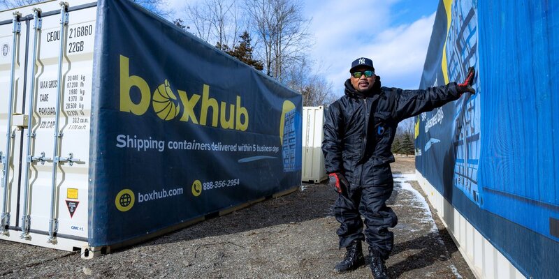 New shipping container on rural farm property