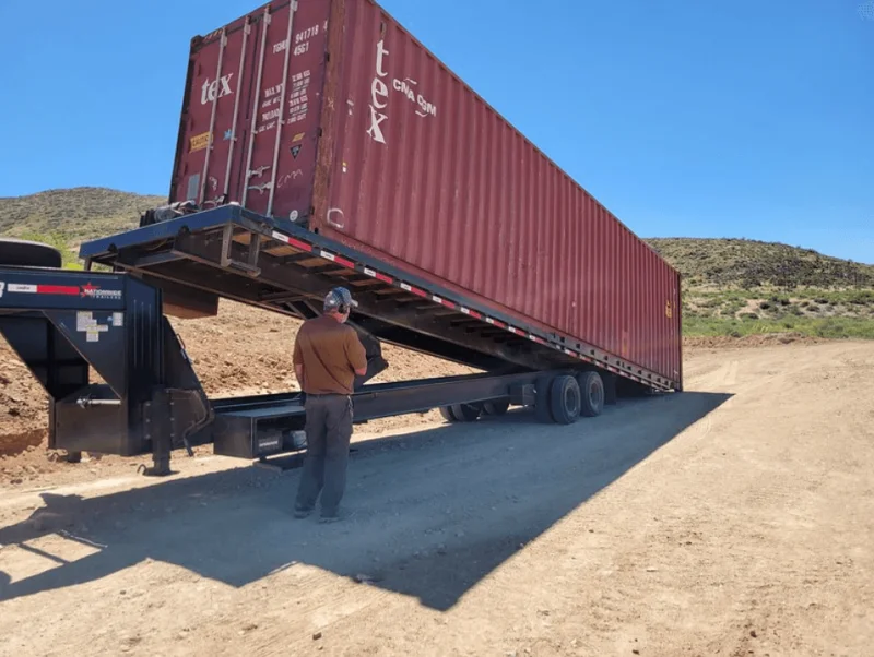 40ft shipping container delivered to commercial site